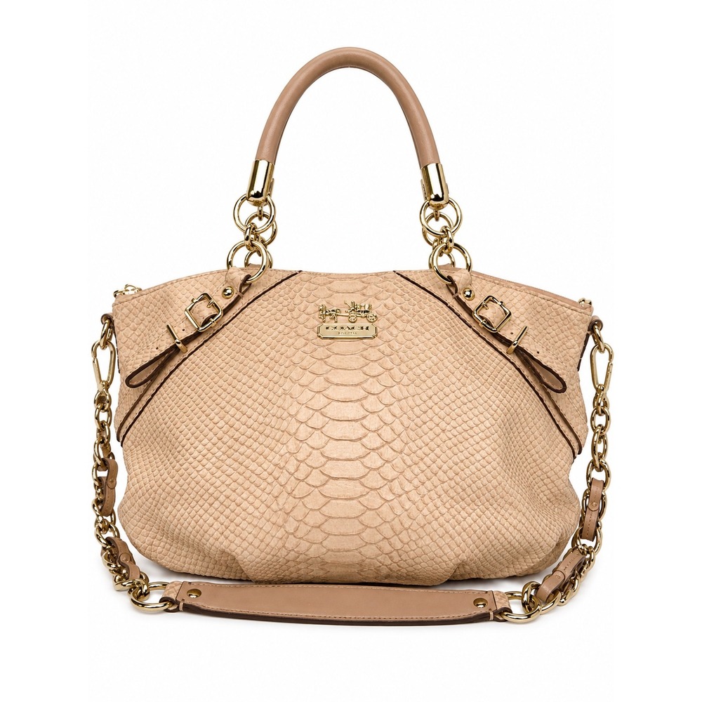 Coach Madison Maggie Python Embossed Leather Shoulder Bag